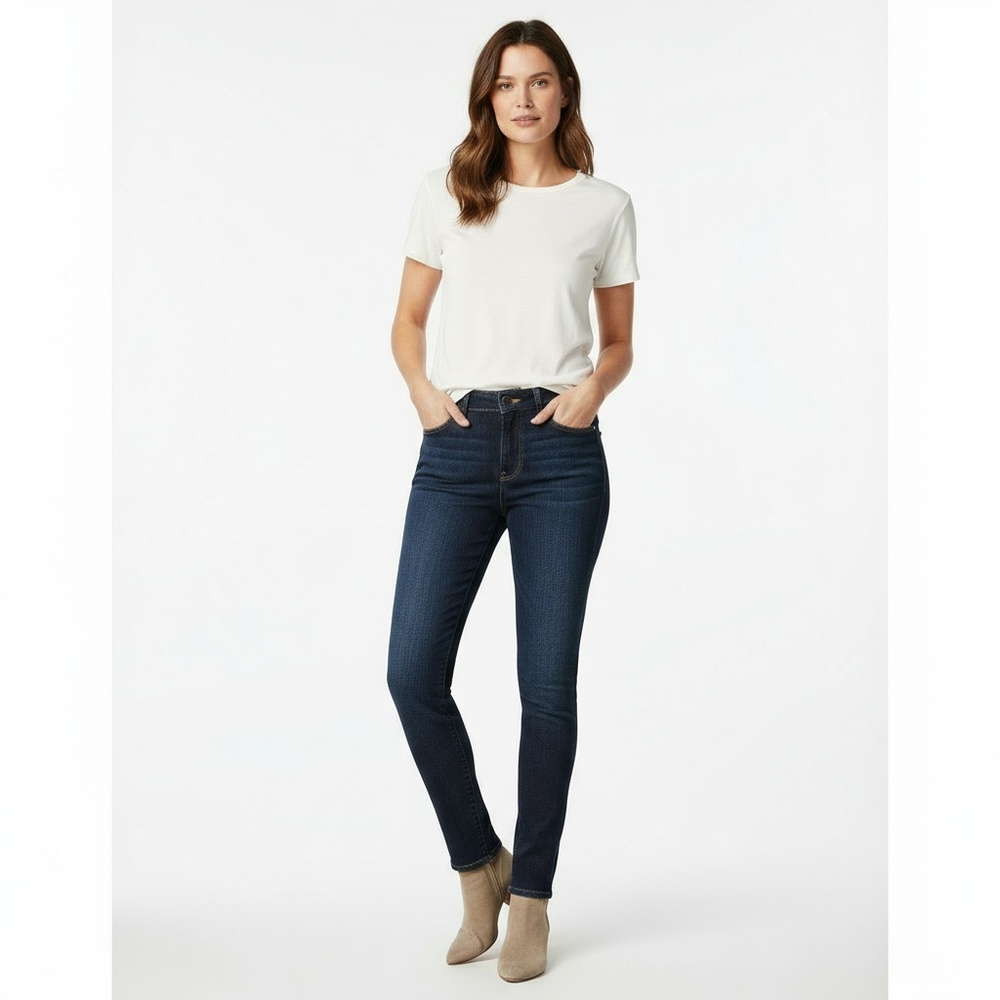 Ann Taylor‎ Loft Women Dark Wash  Mid Rise Curvy Straight Jeans Size 6 28